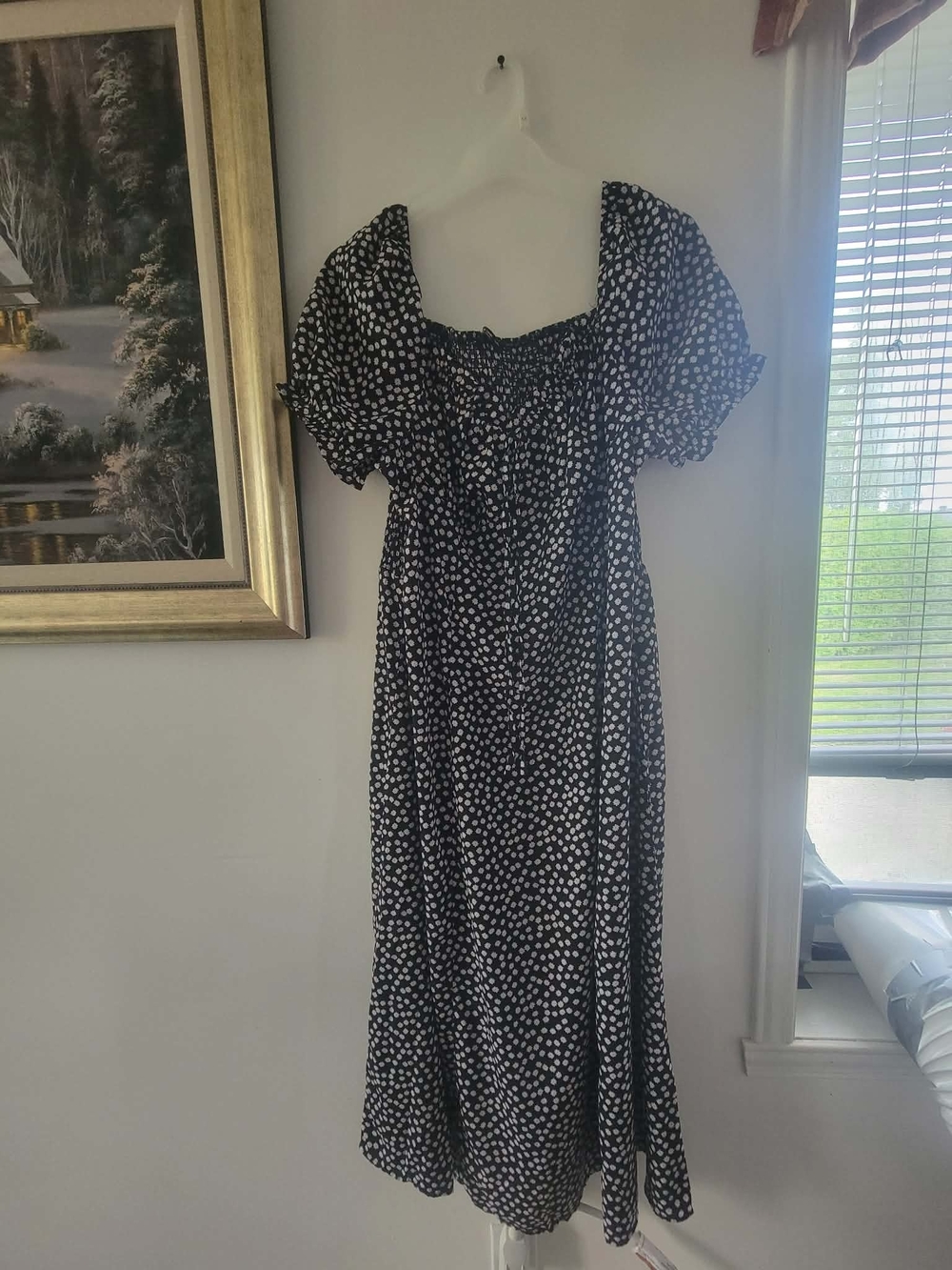 SHEIN Black Maxi Dress with White Polka Dots